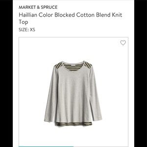 Market & Spruce Green & Grey Color Blocked Top